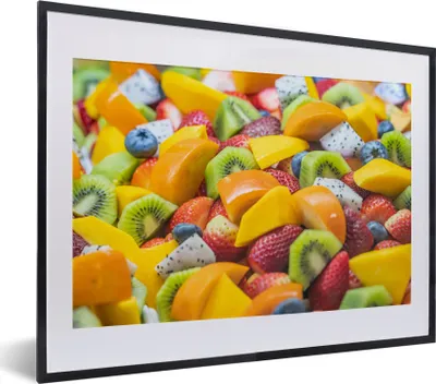 Produktbild von MuchoWow® MuchoWow® Gerahmtes Poster Obst - Salat - Farben 40x30 cm - Poster mit zchwarzem Bilderrahmen - Bilderrahmen - Poster im Rahmen