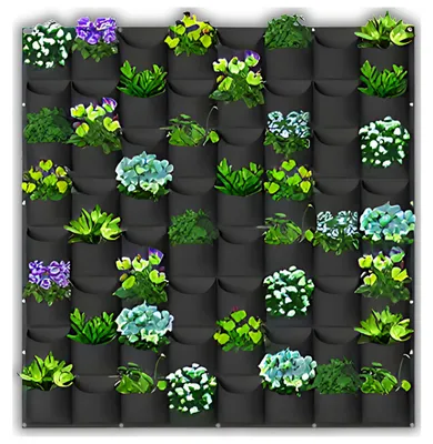 Image de Mur végétal vertical pour l'extérieur, avec 64 poches de plantation suspendues