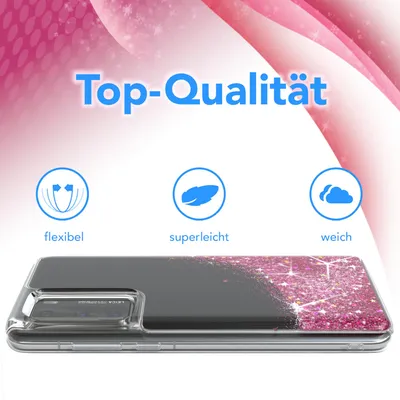 Produktbild von EAZY CASE - Glitzer Hülle kompatibel mit  Huawei P40 Glitzer Schutzhülle, Soft Case, Backcover Transparent mit Motiv