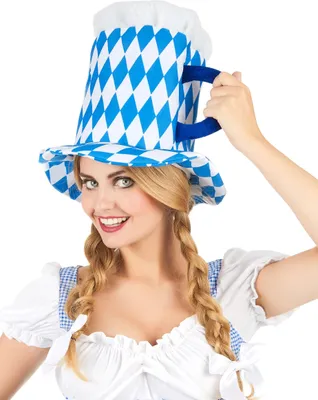Produktbild von Bayrischer Maßkrug Partyhut für Erwachsene blau-weiss - Einheitsgröße