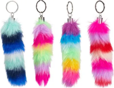 Produktbild von Schlüsselanhänger flauschiger Regenbogenschwanz - 13cm