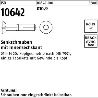 Produktbild von Reyher  7991 I6KT.Senkschrauben 6x 35 Güte 10.9 (200 Stück)