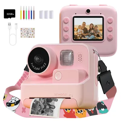 Zdjęcie produktu dla Aparat dla dzieci natychmiastowe zdjęcia - 48 MP - Wideo 1080p - Ekran 2 cale - 32 GB - Czarno-biały wydruk