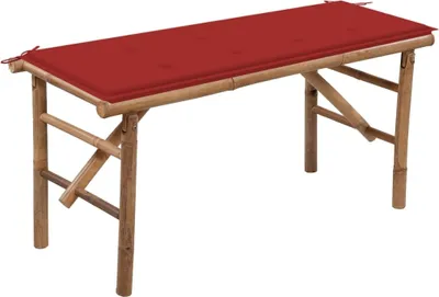 Immagine prodotto di The Living Store Panca da giardino pieghevole con cuscino 118 cm in bambù
