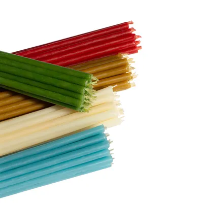 Produktbild von 250 St Mehrfarbiger Set von Bienenwachskerzen 5 Farben N140: gelb, grün,rot, blau, weiss