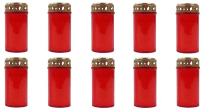 Produktbild von 10x Grabkerze rot Grablicht Gedenkkerze Trauerkerze 3-Tagebrenner Grableuchte