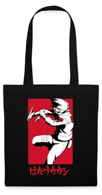 Produktbild von Spreadshirt Naruto Shippuden Kakashi-Design Mit Schriftzeichen Stoffbeutel, One size, Schwarz