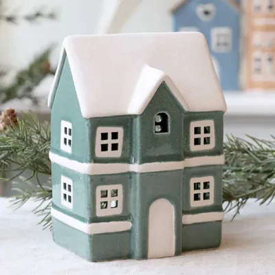 Produktbild von Chic Antique Lichthaus VERTE Grün CHAMONIX Haus für Teelicht 14 cm