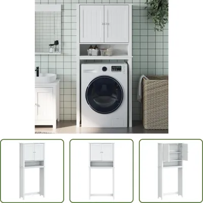 Produktbild von The Living Store Waschmaschinenschrank BERG Weiß 76x27x164,5 cm Massivholz