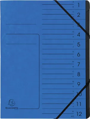 Produktbild von Exacompta Ordnungsmappe 541202E DIN A4 12Fächer Karton blau