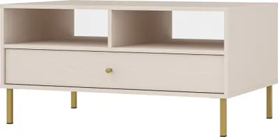 Produktbild von Selsey Oktio - Couchtisch mit Schublade und Regalen, sandbeige, 100 cm