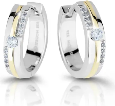 Image de Boucles d'oreilles bicolores en argent avec zircon M26024