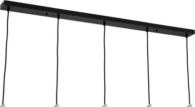 Image de Baldaquin de plafond pour luminaire allongé Boîte de dérivation avec 5 sorties de câble, pour table à manger, 120x8cm, noir