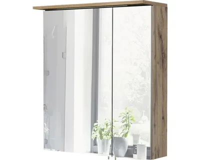 Obrázok produktu pre Zrkadlová skrinka s osvetlením Möbelpartner Profil16 60 x 16 x 72 cm dub prírodný