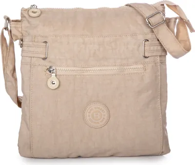 Produktbild von Bag Street leichte Umhängetasche Crinkle Nylon rechteckig viele Fächer ideal für Reisen, Hellbeige Ecru