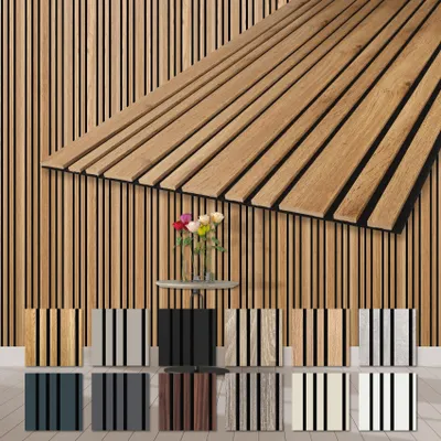 Produktbild von HEXIM Akustikpaneele 2 Stück 278x60cm Holz Mila - flexible Holzpaneele Platten Wandpaneele Wanddeko Kombipaneel Wandverkleidung Schalldämmung Akustikfilz braun (3.34m² Pecan)