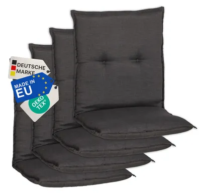Produktbild von NYVI Gartenstuhl Auflagen Niedriglehner 4er Set Barcelona - UV-Beständig, Atmungsaktiv, Strapazierfähig - Niedriglehnerauflagen Sitzkissen Outdoor - Sitzauflagen für Gartenstühle 100x50cm Dunkelgrau