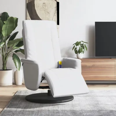 Zdjęcie produktu dla vidaXL Fotel do masażu z podnóżkiem biały imitacja skóry