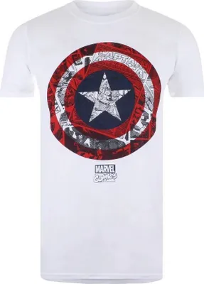Image de Captain America - T-shirt pour homme TV783 (L) (blanc/rouge/bleu marine)
