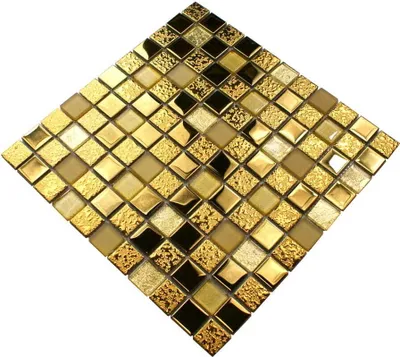 Produktbild von zlatá mozaiková dlaždica, zlatá sklenená mozaika "Dubaj", krištáľová mozaiková dlaždica 30 x 30 cm