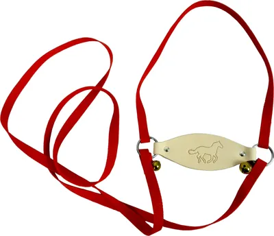 Produktbild von Jamso Design - LOTTI Pferdeleine zum Spielen für Kinder I Rotes Pferdegeschirr für Kinder zum Spielen I Kinderleine mit Glocken I Aus Leder & Gurtband