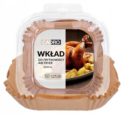 Zdjęcie produktu dla Wkłady papierowe do frytkownicy airfryer 50szt 20x20 cm papier do pieczenia