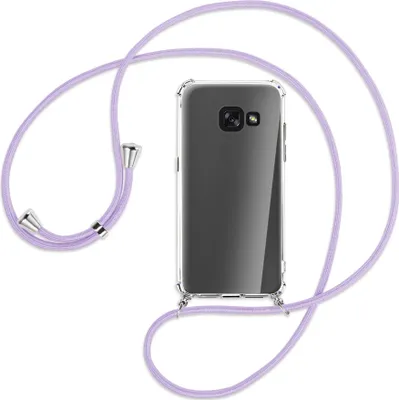 Produktbild von Handykette Backcover-Schutzhülle mit Band (Metall silberfarben) für Samsung Galaxy A3 2017 - violett
