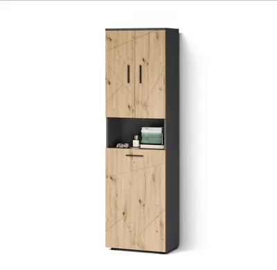 Immagine prodotto di Mobili alti Livinity Ronco Antracite/Rovere artigianale 50 x 172 cm con 3 porte, Model 62536
