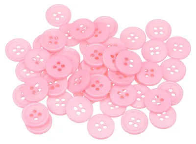 Nähknöpfe 50 Stück, 15 mm, rund, 4 Löcher, rosa