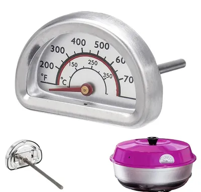 Imagen del producto de Termómetro de acero inoxidable, analógico, con un rango de medición de hasta 400 °C, de 8 x 3,6 x 12 cm, para uso en la cocina