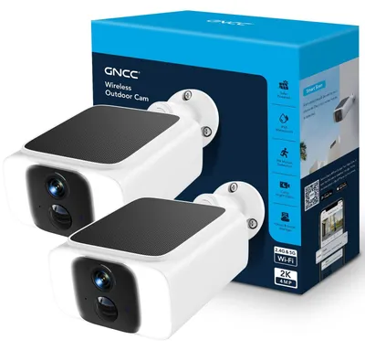 Imagen del producto de Cámara de seguridad exterior inalámbrica - 2K 4 MP - Con panel solar y batería de 4000 mAh - Wifi 2,4/5 GHz - 2 unidades