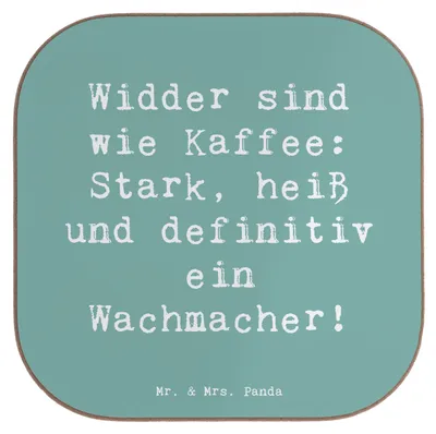 Produktbild von Mr. & Mrs. Panda Untersetzer Tasse Spruch Widder Power - Meeresbrise - Geschenk, Motivation, Geschenke Astrologie, Tassen, Einzigartigkeit, für Gläser, Mut, Sternzeichen