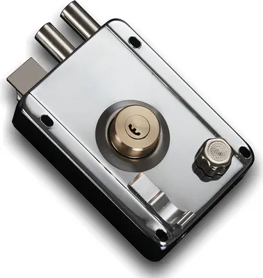Image de Serrure de Portail Extérieur Acier Inoxydable Cuivre Noyau de Serrure Ouverture à Gauche avec Bord Sécurité Prévenir le Vol Ancienne Serrure de Portail