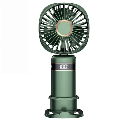 Produktbild von 3-in-1 Handventilator, Tragbarer Mini Ventilator mit 3000mAh, Wiederaufladbar, Kleiner Taschenventilator Faltbarer USB-Ventilator für Büro dunkelgrün