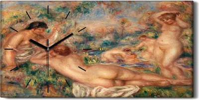 Produktbild von Wandkunst Leinwand Bild Uhr Quarz 60x30 Malerei Nackte Menschen Bäume Kunst - schwarze Hände