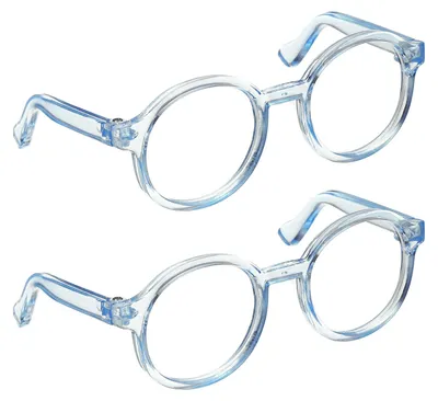Puppenbrille 3,54 Zoll, 2 Stück, Kunststoff, Blau