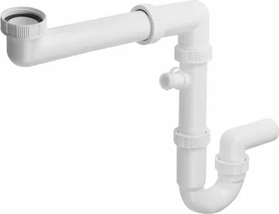Obrázok produktu pre Priestorovo úsporný drezový sifón s prípojkou 6/4", DN40, biely