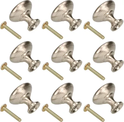 Image de KOTARBAU® 10 pcs. Set Poignée de meuble, bouton de porte, bouton de tiroir, bouton de meuble, bouton pour armoires tiroirs commodes Bouton de rechange Ferrure de meuble argenté