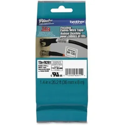 Produktbild von Brother TZe-FX261 - Schwarz auf Weiß - Rolle (3,56 cm x 8 m) 1 Kassette(n) Flexitape - für P-Touch PT-3600, 530, 550, 9200, 9400, 9500, 9600, 9700, 9800, D800, E800, P900, P950