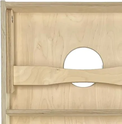 Produktbild von Original-Cornhole-Board mit schwarzen Kreisen (120 x 60 cm), inklusive 2 x 4 Cornhole-Säckchen, aus 100%em Birkensperrholz mit klappbaren Beinen und 2 Rückenstützen