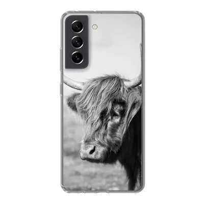 Produktbild von MuchoWow® Handyhülle Schutzhülle Hülle für Samsung Galaxy S21 FE Schottischer Highlander - Tiere - Schwarz - Weiß Silikon Softcase Handy Hülle - Mobiltelefonhülle
