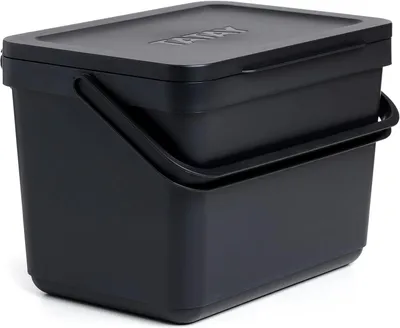 Immagine prodotto di Contenitore per rifiuti da cucina - Contenitore per compostaggio dei rifiuti organici (FORSU) - Per la raccolta differenziata - Realizzato con materiali riciclati - 6 litri - Nero