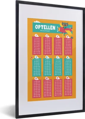 Produktbild von MuchoWow® MuchoWow® Gerahmtes Poster Kinderzimmer - Aufsummieren - Erzieherisch - Jungen - Mädchen - Kinder - Orange - Kinder 40x60 cm - Poster mit zchwarzem Bilderrahmen - Poster in Rahmen