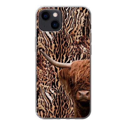 Produktbild von MuchoWow® Handyhülle Schutzhülle Hülle für iPhone 13 mini Schottischer Highlander - Kuh - Pantherdruck Silikon Softcase Handy Hülle - Softcase