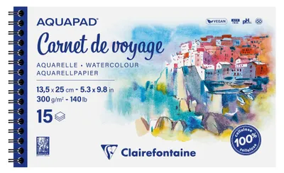 Productafbeelding van Aquapad reisalbum, schetsboek voor aquarelverf, 13,5x25 cm, 300 g, 15 vellen