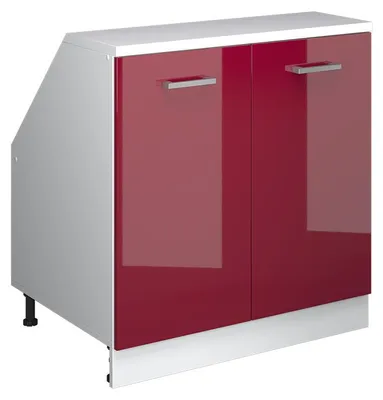 Produktbild von Küchenschrank für Dachschrägen Vicco R-Line Rot Hochglanz 80 cm mit 2 Türen, Schrankkorpus 60 cm Tiefe, Model 60319