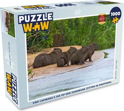 Obrázek produktu pro MuchoWow MuchoWow® Puzzle 1000 ks Čtyři kapybary sedící na písčině v Pantanalu