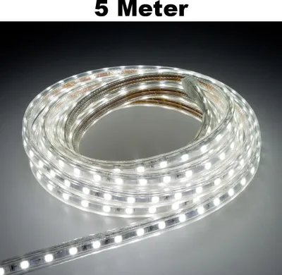 Produktbild von Leuchtstreifen SMD2835 60 LED/Meter LED Strip Stripe Lichtleiste Lichterkette Lichtband Lichtstreifen Band Weiß 5 Meter Länge Komplett Set
