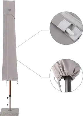 Immagine prodotto di Copertura protettiva per ombrellone da 350 cm - 100% poliestere, grigio chiaro - Set da 2 pezzi