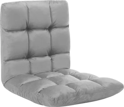 Image de Chaise pliable de sol Gris clair Microfibre